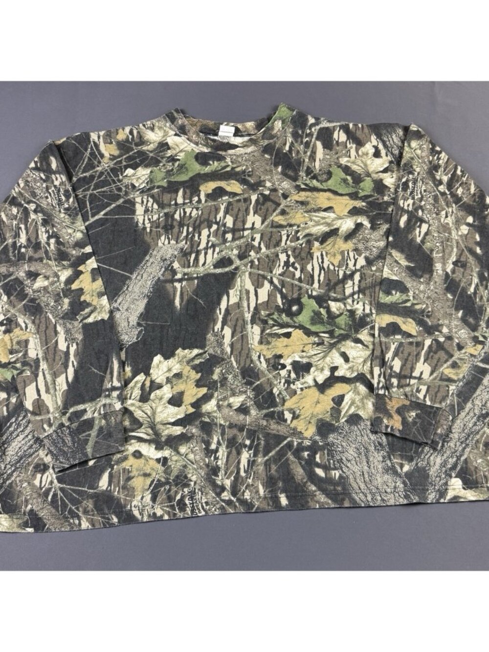 Rare Vintage Y2K 90s Realtree Mossy Oak Camo Long Sleeve Shirt 6XL Outdoor Hunt
